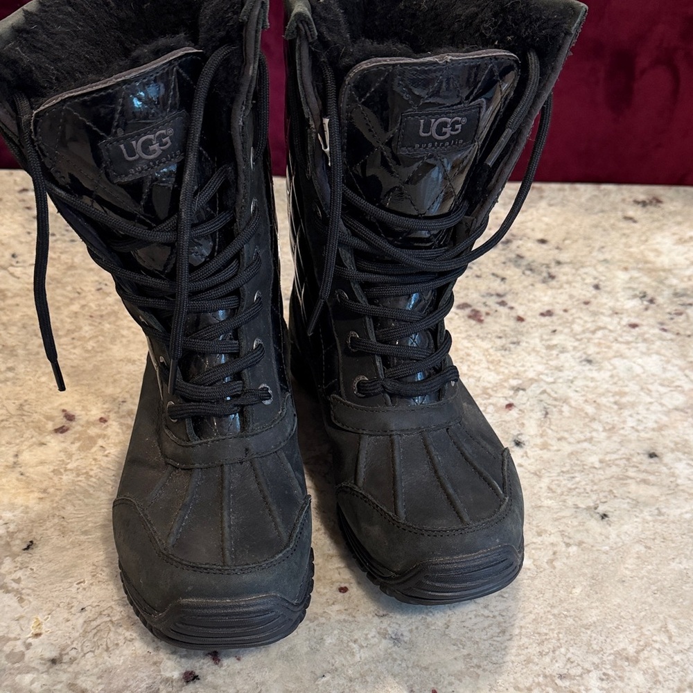 UGG Black Quilted Lace-Up Boots